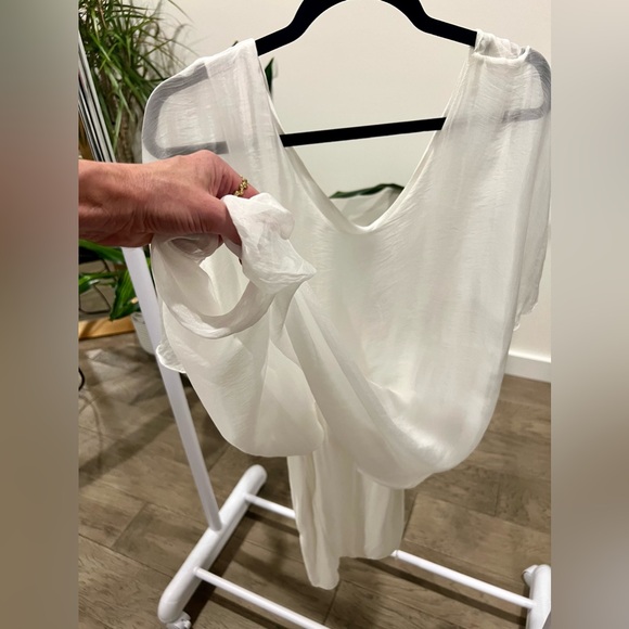 NWT Meo Meli White Slip Dress with Sheer Overlay - Picture 2 of 7